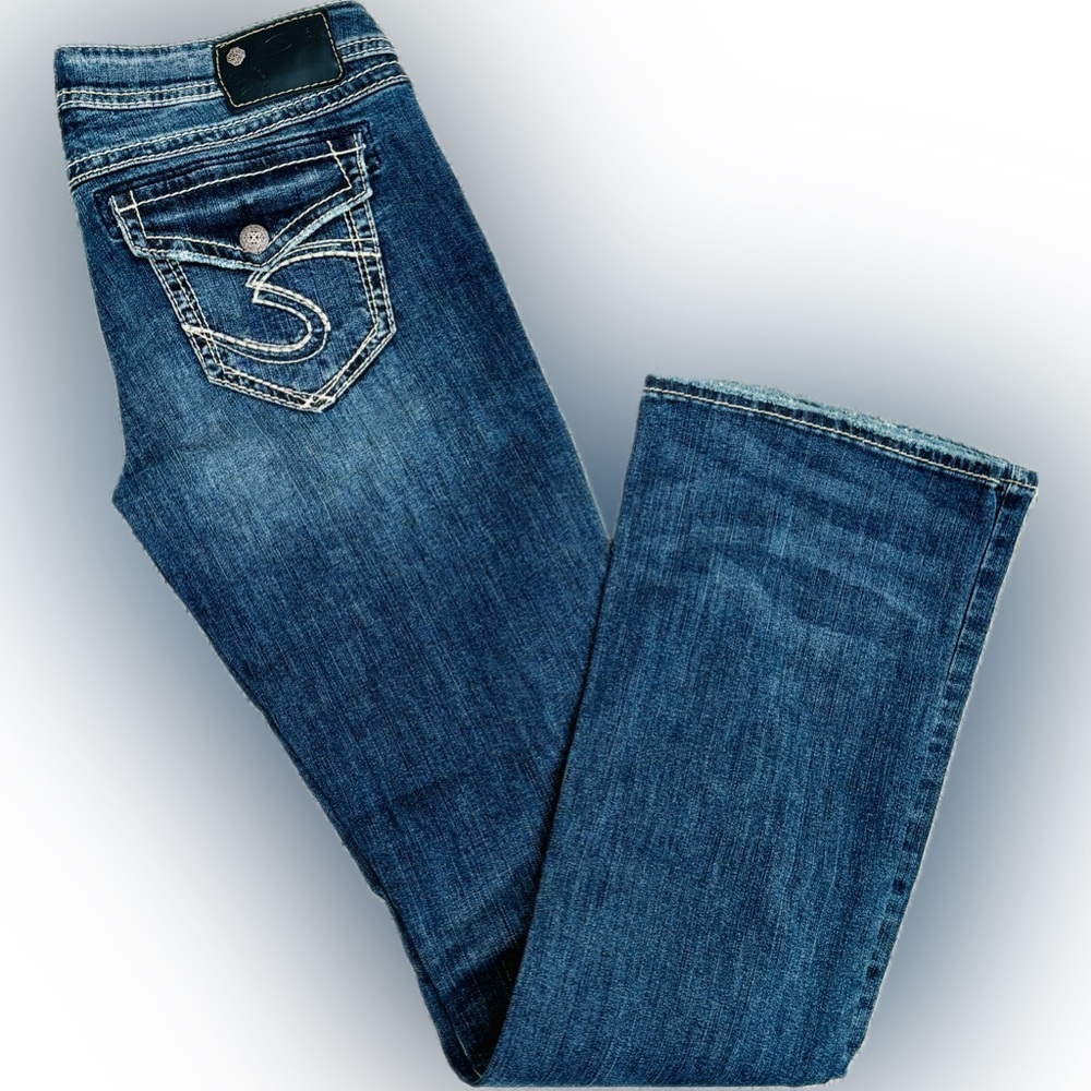 Silver Jeans Dark Blue Denim with Button Detail